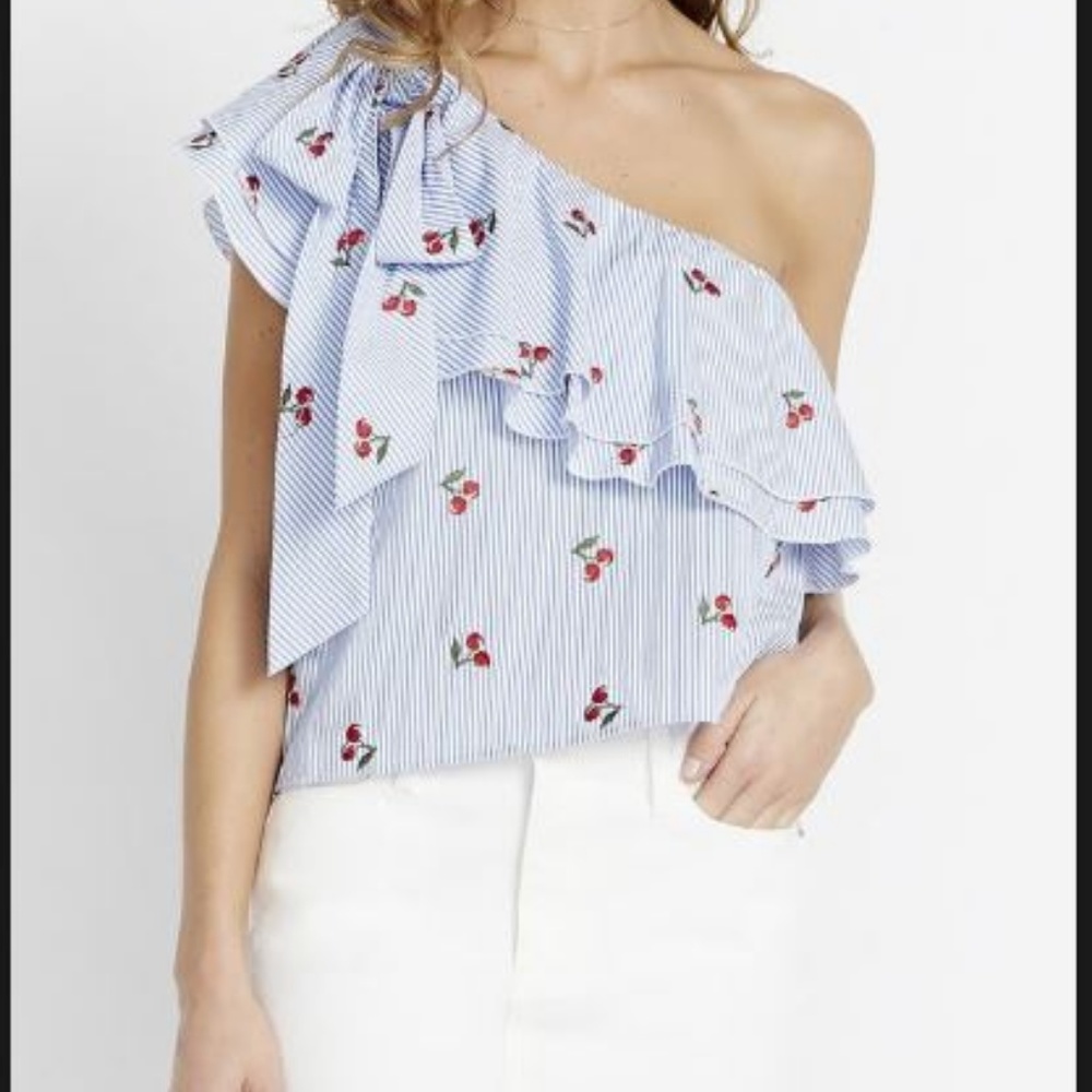 Buffalo David Bitton embroidered one-shoulder top
